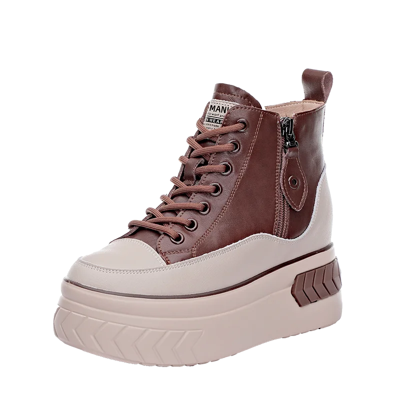 High Top Genuine leather 8cm Platform Boots