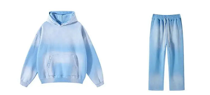 Unisex Retro Tie-Dye Two-Piece Hooded Set