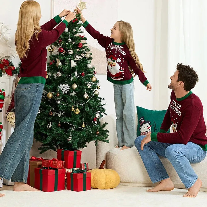 Knitted Santa Claus Design Family Christmas Sweaters