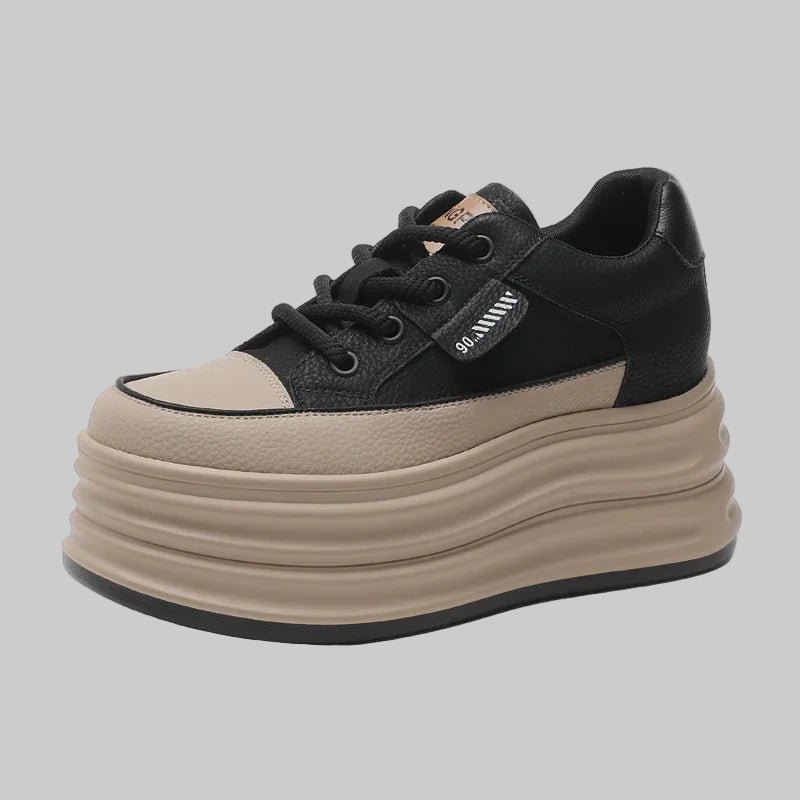 Genuine Leather Vulcanized Chunky Platform Sneakers