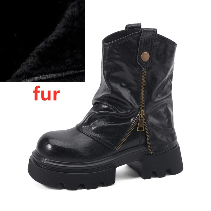 Thick-Soled Square-Toe Ankle Boots