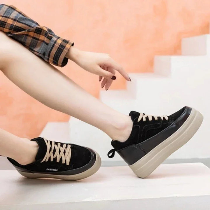8CM Genuine Leather Cow Suede Chunky Sneakers