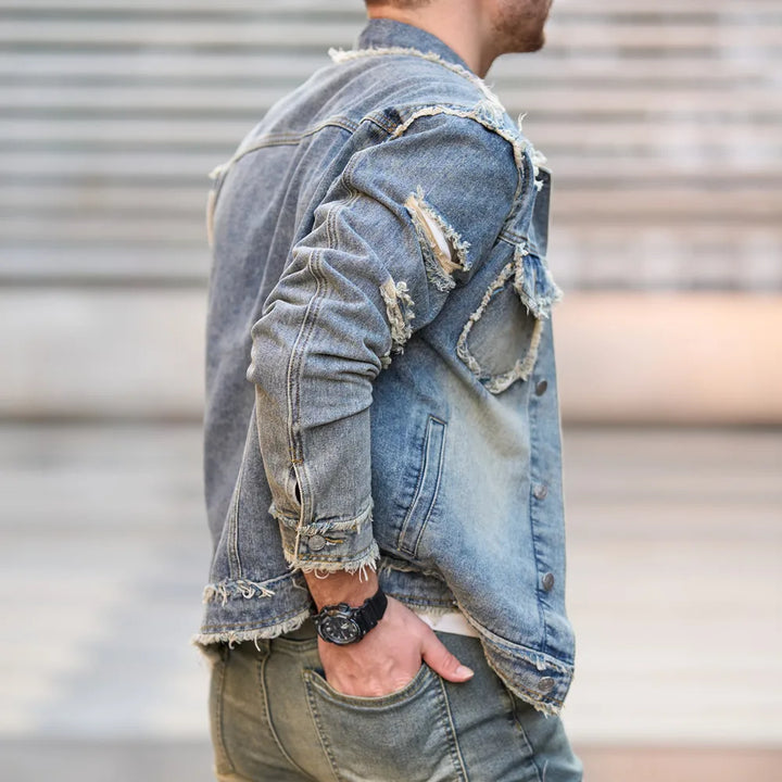 Ripped Slim Denim Streetwear  Jacket