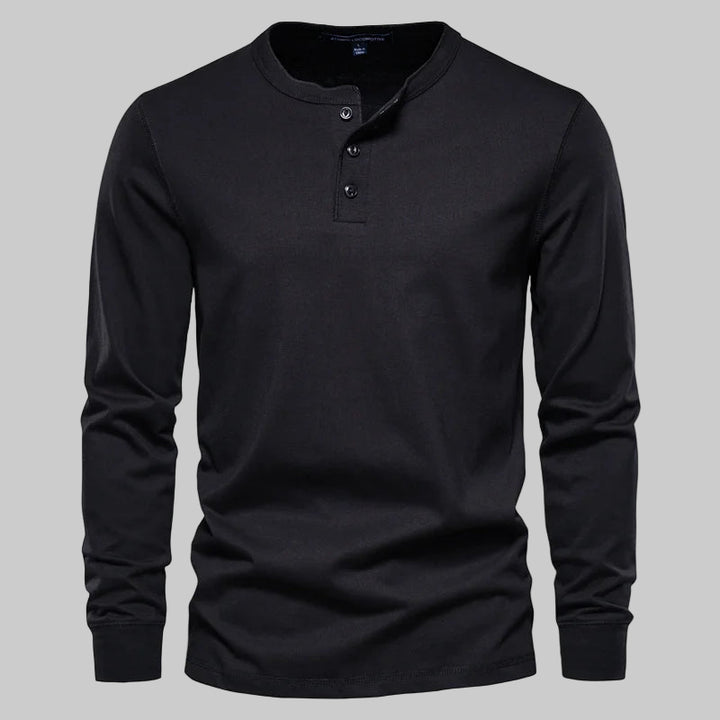 Casual Long Sleeve Solid Color Henry T-Shirts
