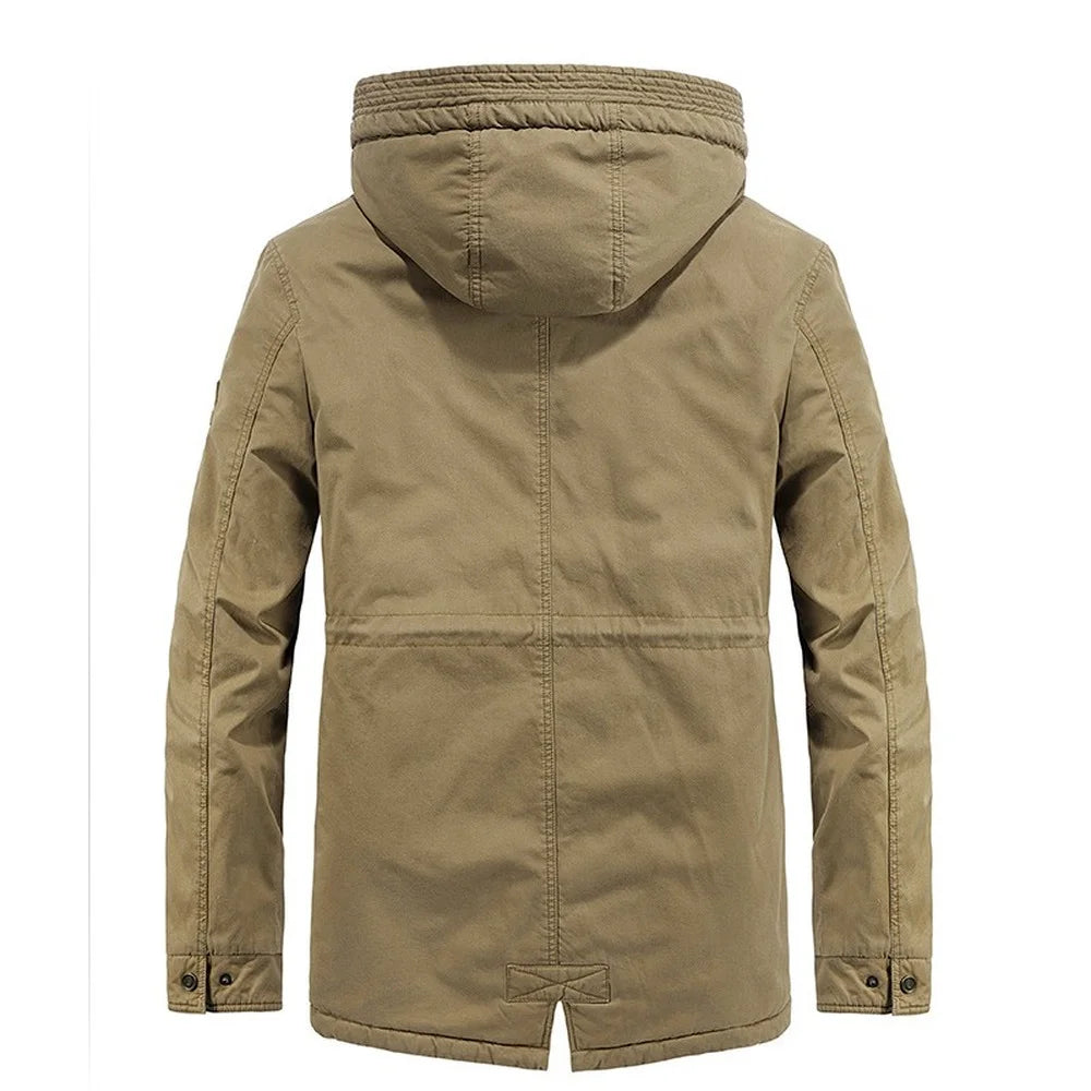 Fleece Lined Detachable Hood Winter Coat