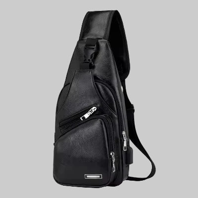 PU Leather USB chest Crossbody bag