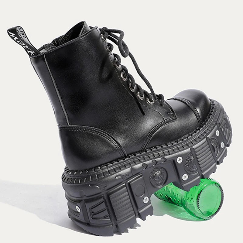 Retro Leather Punk Platform Boots