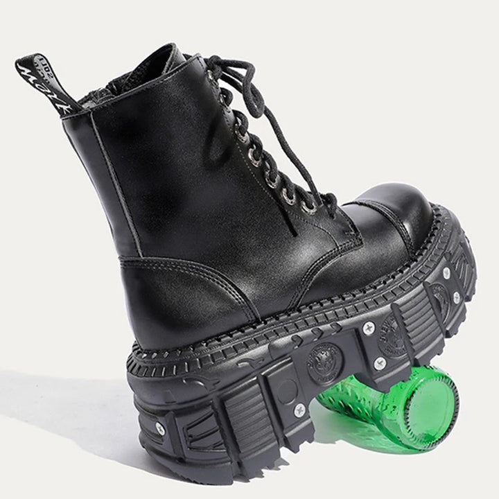 Retro Leather Punk Platform Boots