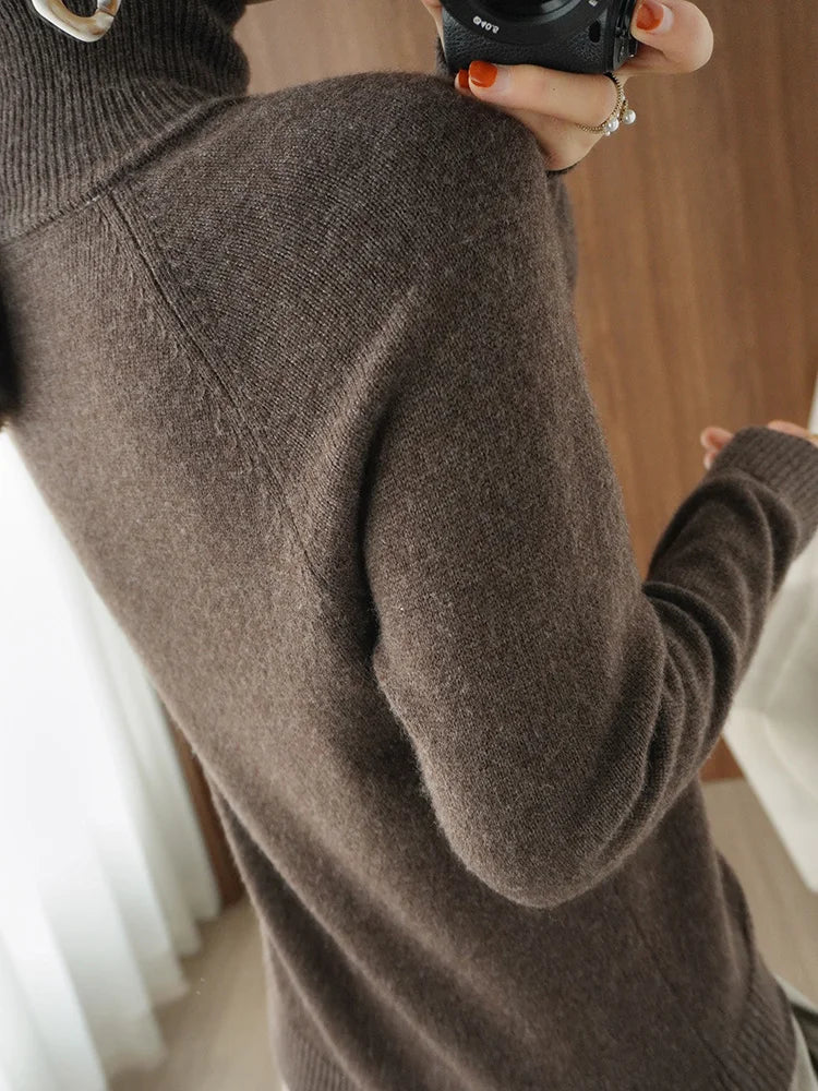 Essential Cashmere Merino Wool Mock Neck Sweater