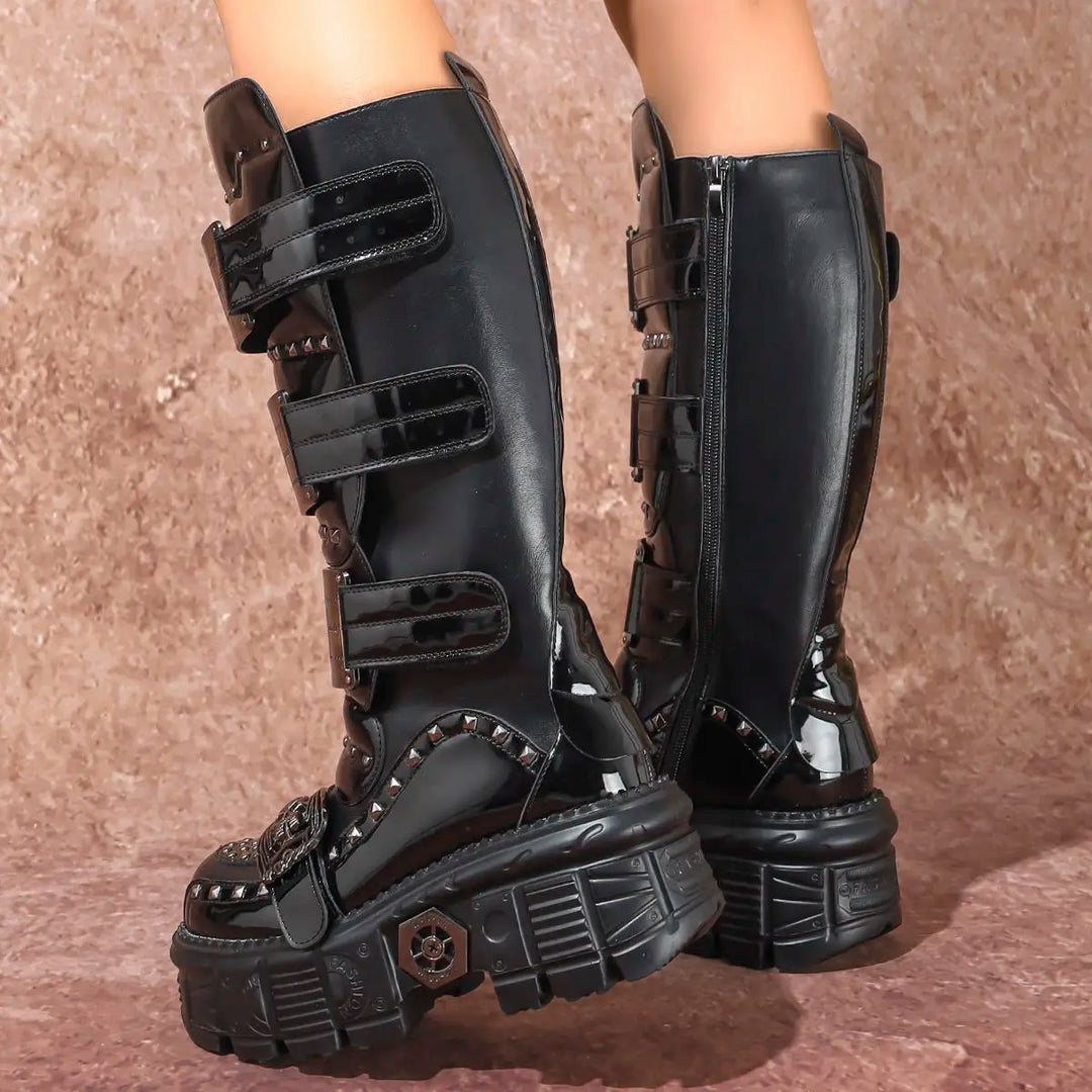 Premium Dark Metal Rock Punk Mid-Height Chelsea Boots