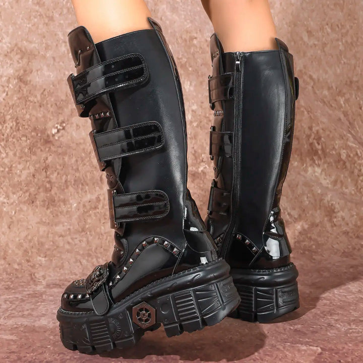 Premium Dark Metal Rock Punk Mid-Height Chelsea Boots