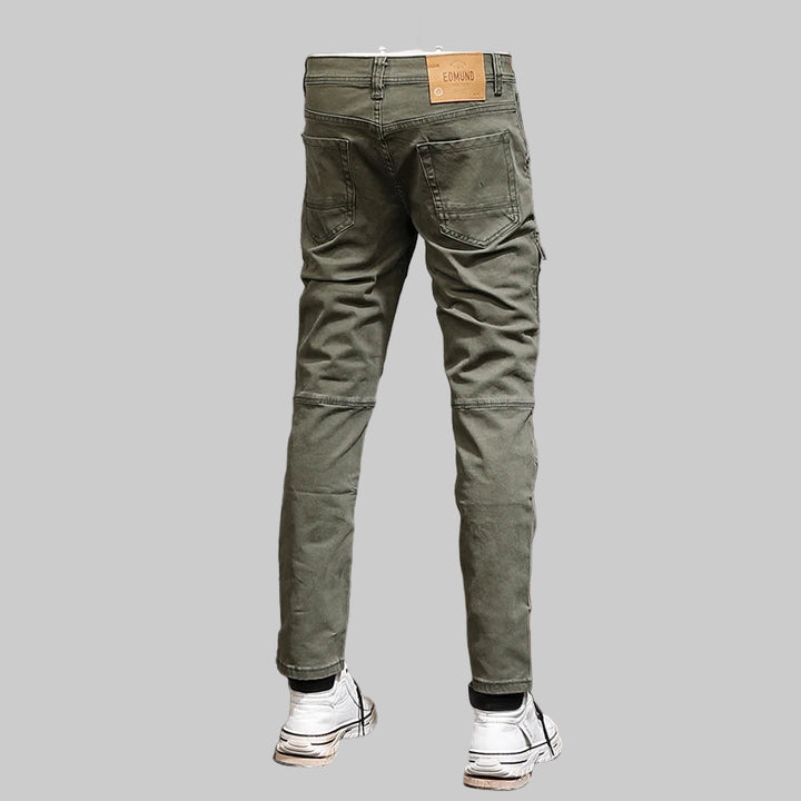 Designer Spliced Stretch Slim Fit Cargo Pants