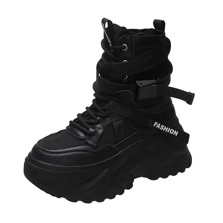 Chunky Thick Sole Lace Up Platform Ankle Boots