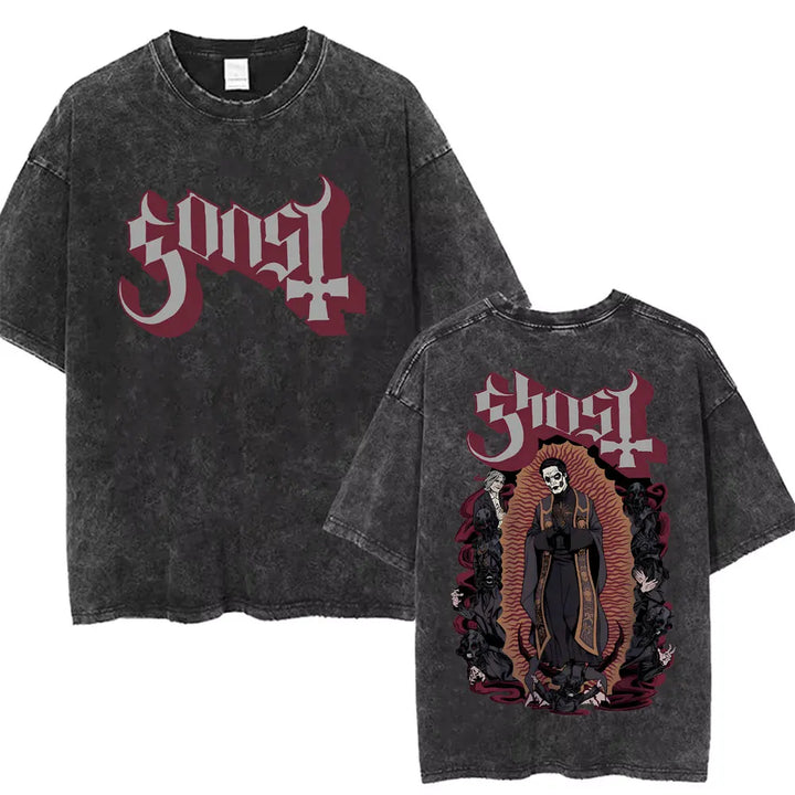 Washed Vintage Gothic Rock Metal Ghost Band Tees