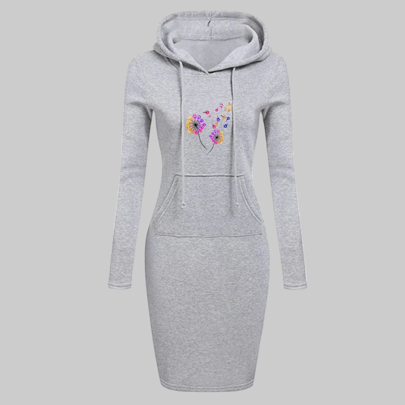 Trendy Midi Hooded Slim Fit Solid Color Dress