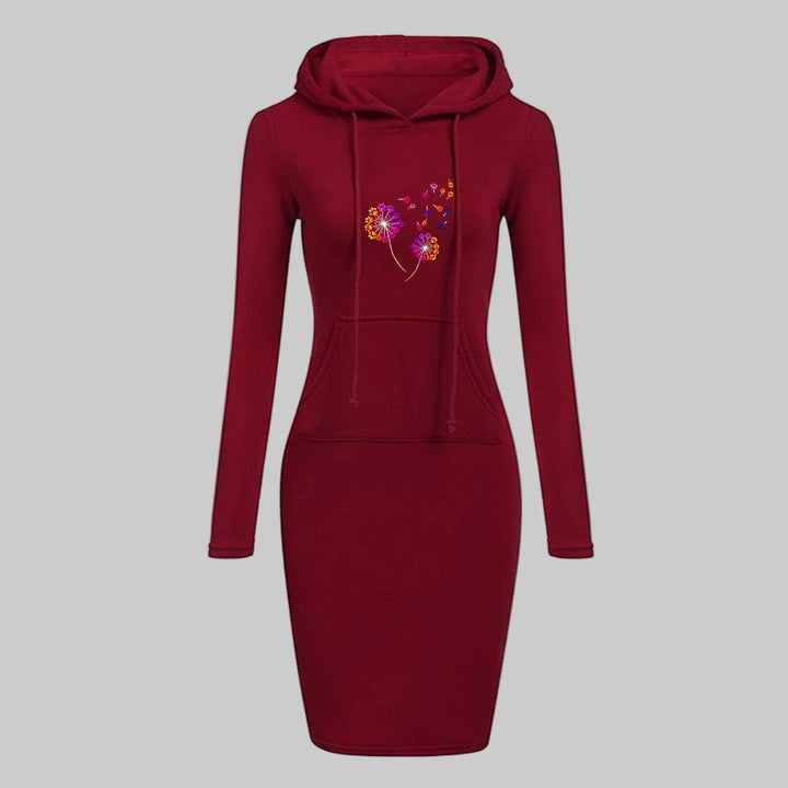 Trendy Midi Hooded Slim Fit Solid Color Dress