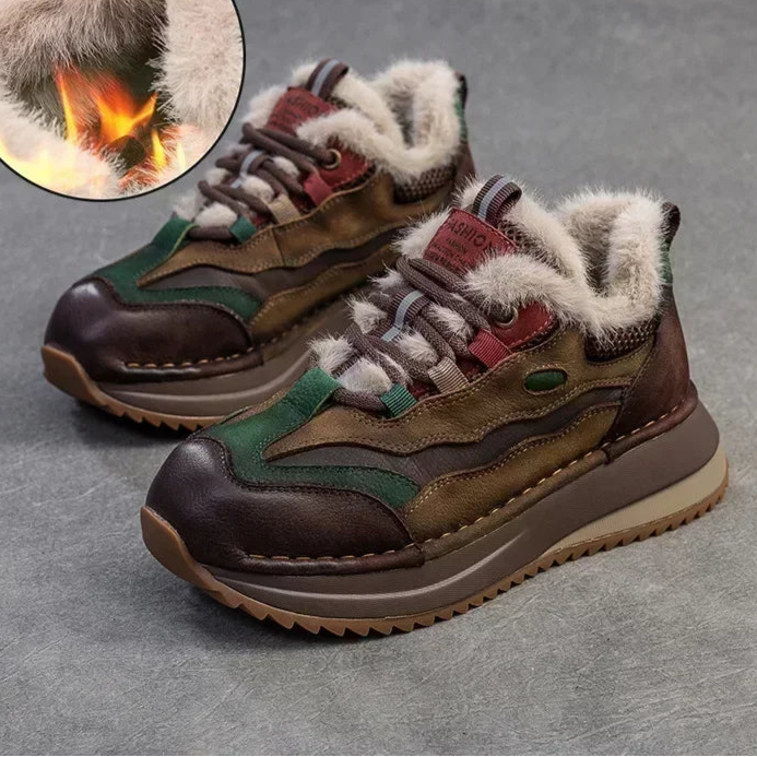 4cm Genuine Leather Chunky Sneakers