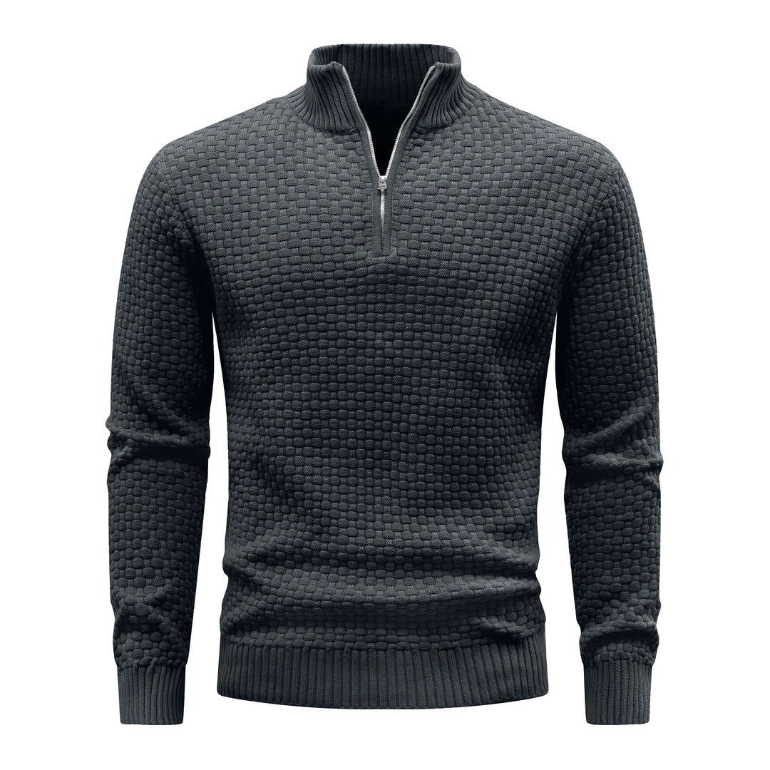 Winter Soft Waffle Knit Warm Zip-Up Sweater