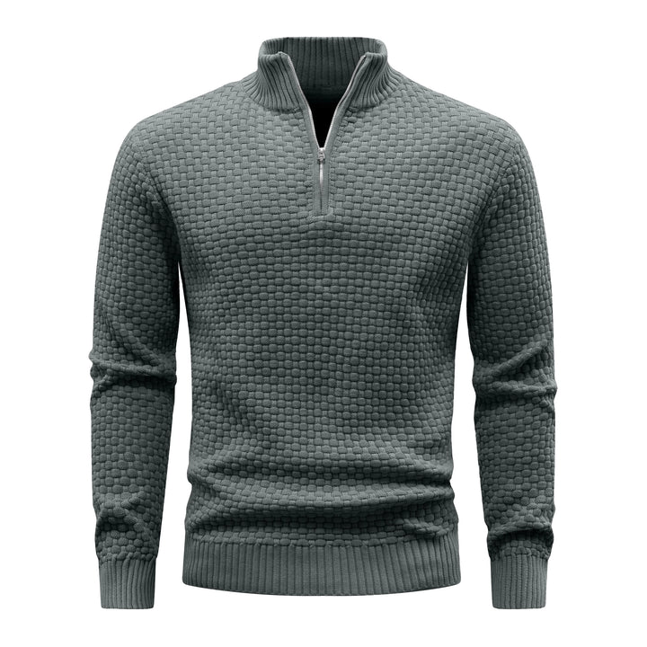 Winter Soft Waffle Knit Warm Zip-Up Sweater