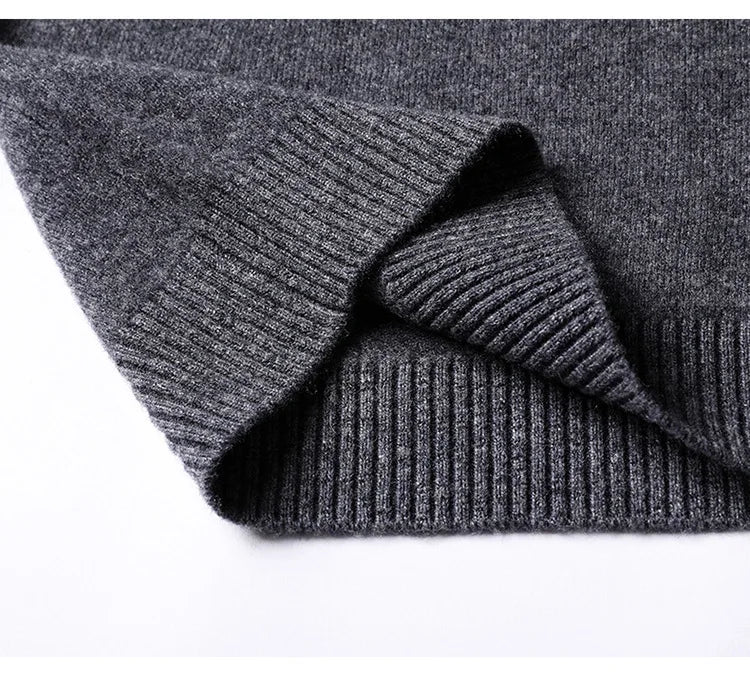 Knitted Cotton Blend Classic V-Neck Pullover