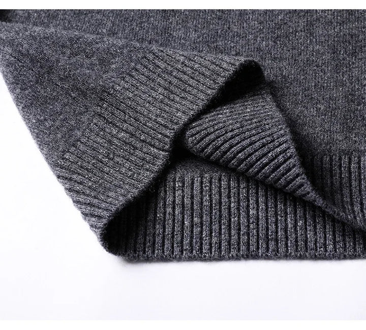 Knitted Cotton Blend Classic V-Neck Pullover