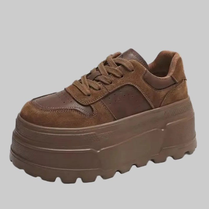 Leather Plush Chunky Platform Sneakers