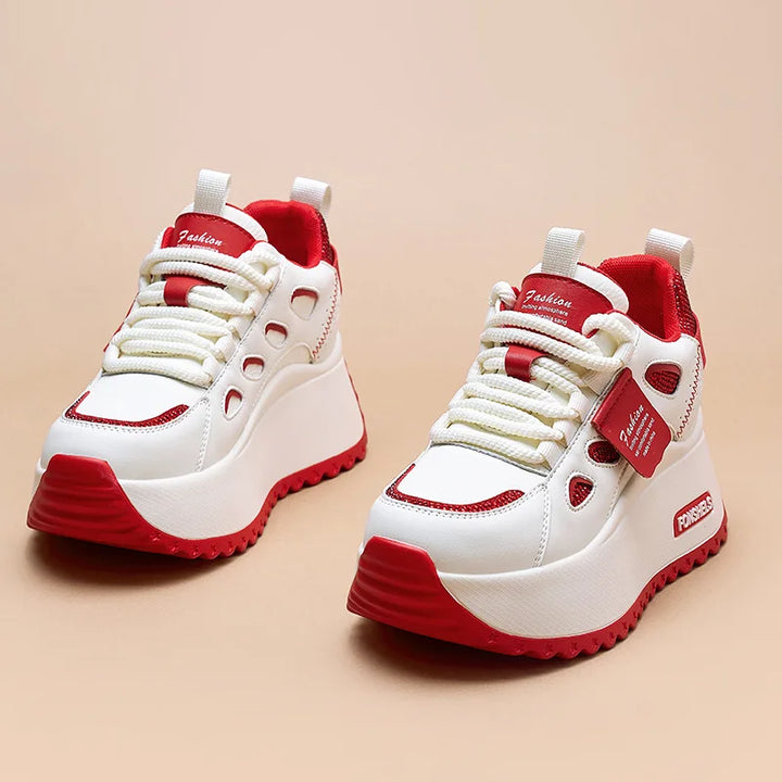 3-Inch Genuine Leather Platform Sneakers