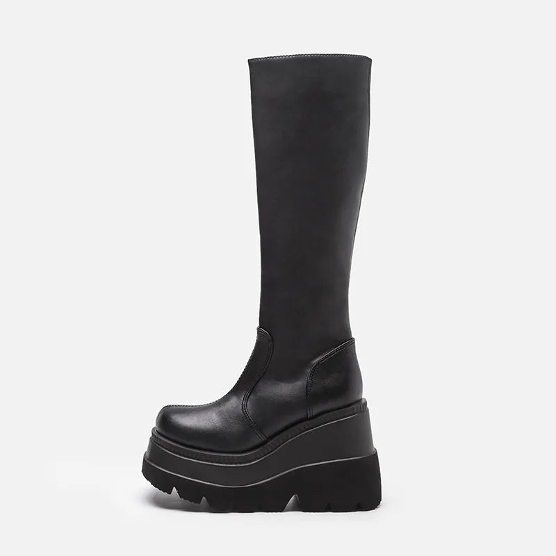 Gothic Mid-Calf Thick-Soled Unisex Punk Boots