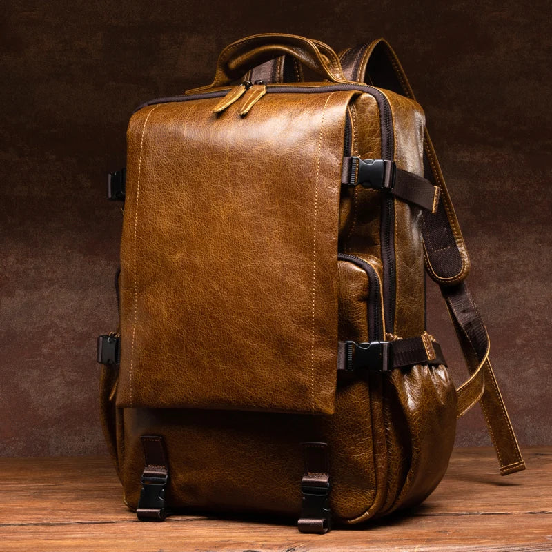 Retro Cowhide Leather Backpack