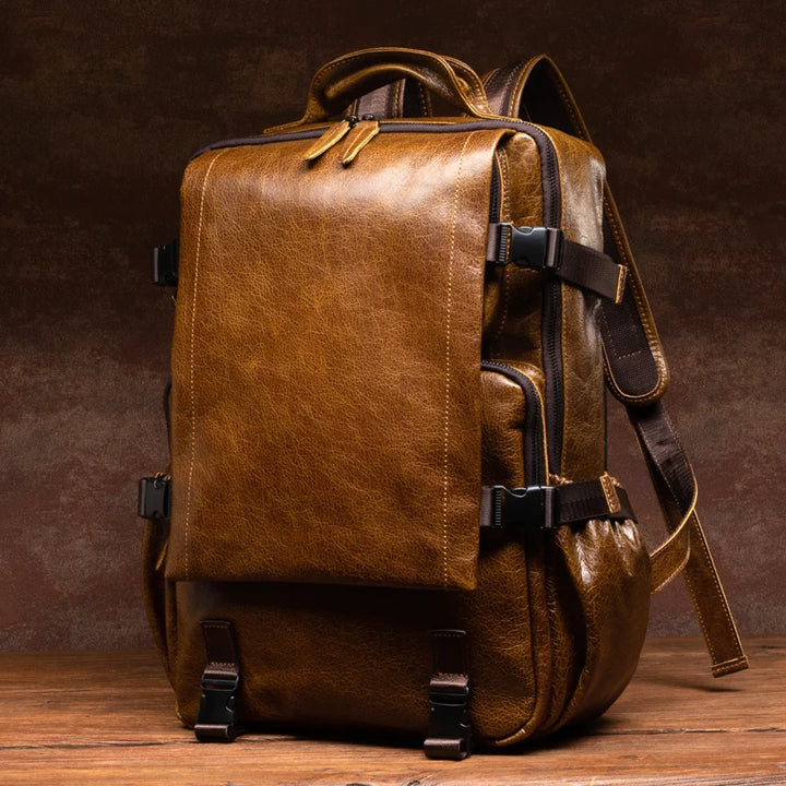 Retro Cowhide Leather Backpack