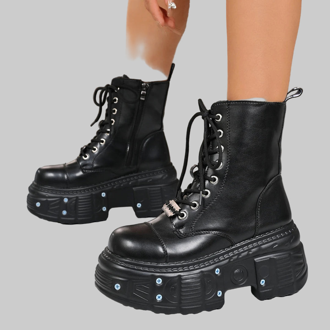Goth Punk Ankle Rock Lace Up Boots