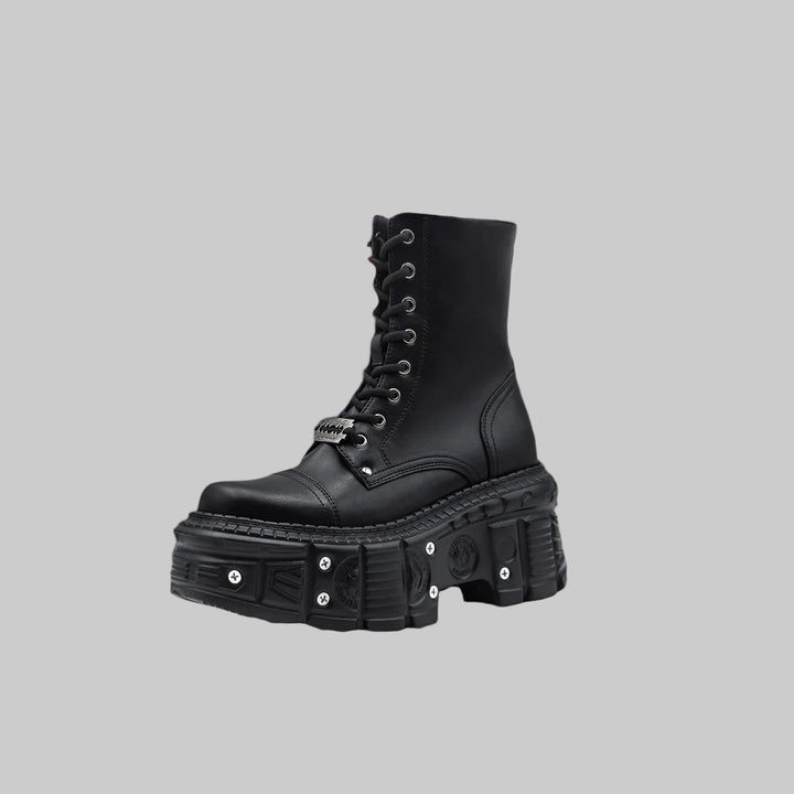 Punk Platform Ankle Retro Chunky Lace-Up Boots