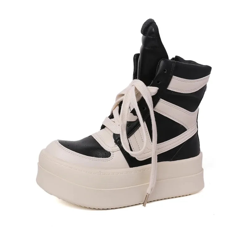 High-Top Ankle Boots with Thick Sole Design