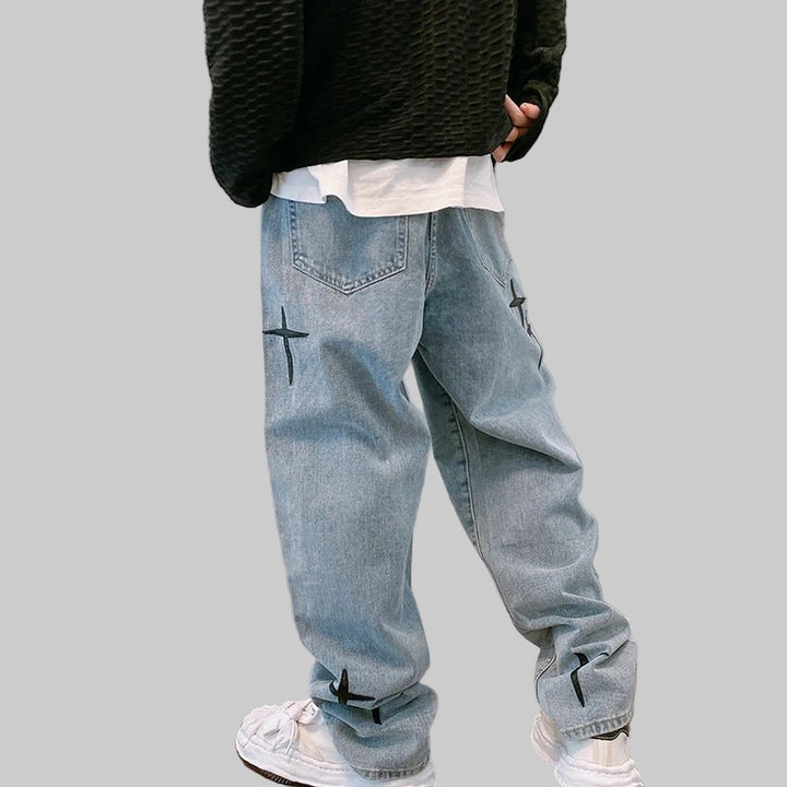 Printed American Baggy Wide Leg Jeans