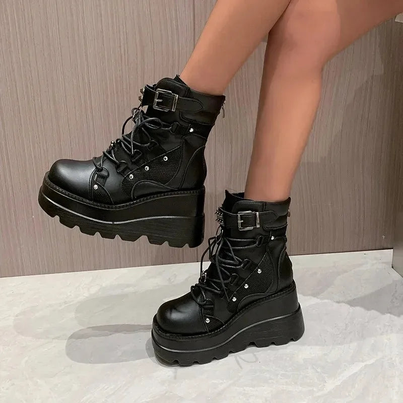 Cosplay Gothic Chunky High Heel Ankle Boots