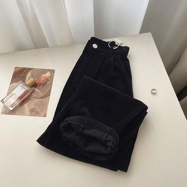 Retro High-Waist Corduroy Pants