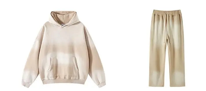 Unisex Retro Tie-Dye Two-Piece Hooded Set