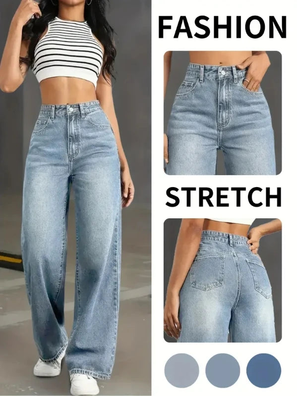 American High Waist Retro Straight Jeans