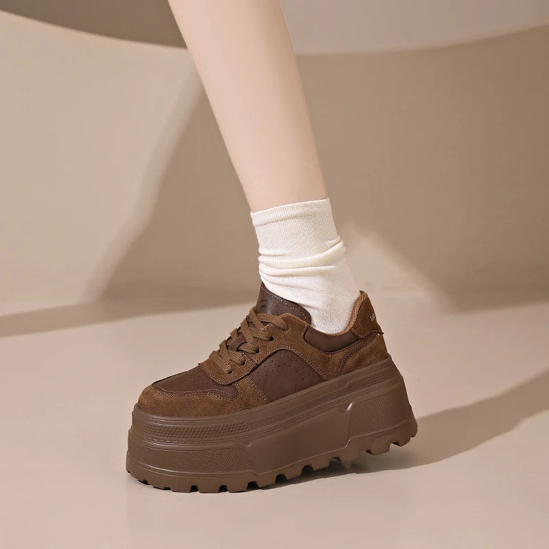 Leather Plush Chunky Platform Sneakers