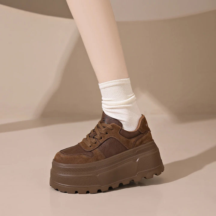 Leather Plush Chunky Platform Sneakers