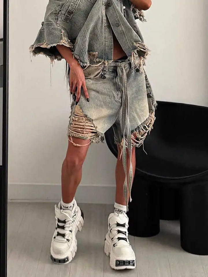 Tomboy Goblin Core Harajuku Ripped Denim Shorts