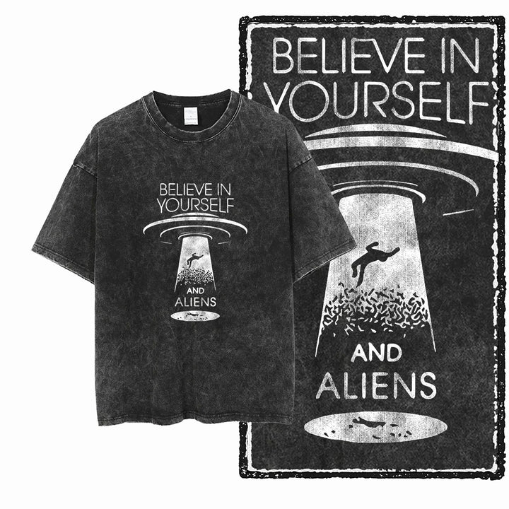Oversized Washed Retro Finish Print Tees