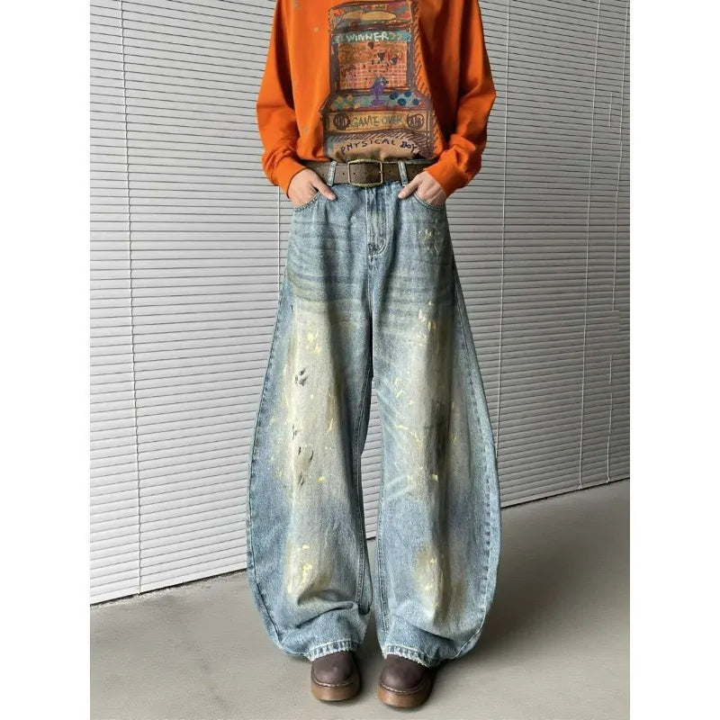 Washed Cotton Semi-Relaxed Leg Jeans