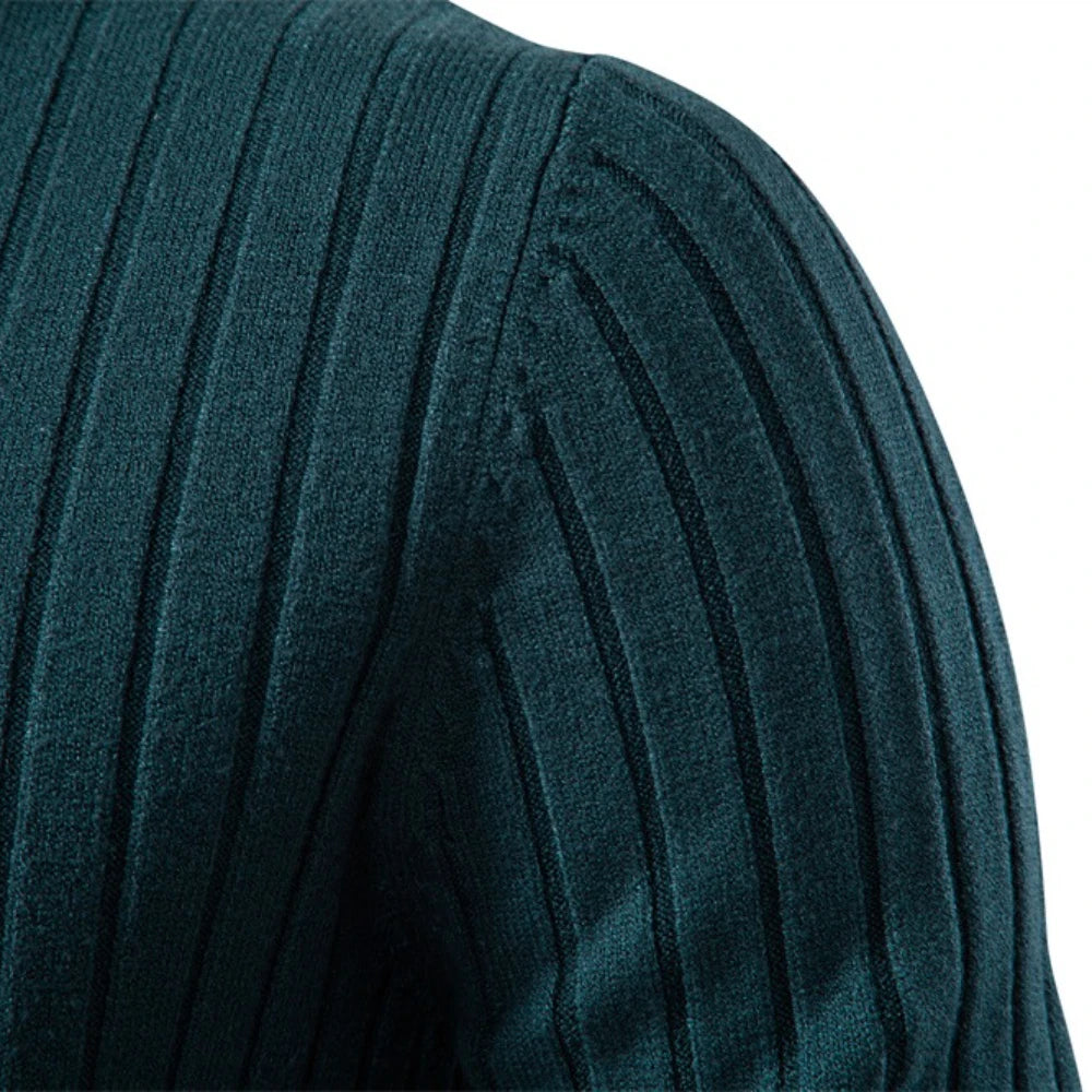 Striped Solid Color Turtleneck Sweater