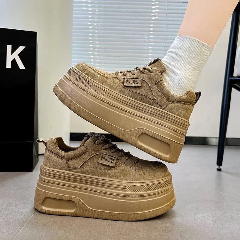 Retro Matte Leather Chunky Sneakers