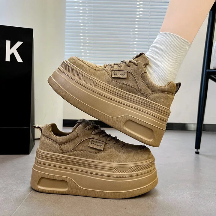 Retro Matte Leather Chunky Sneakers