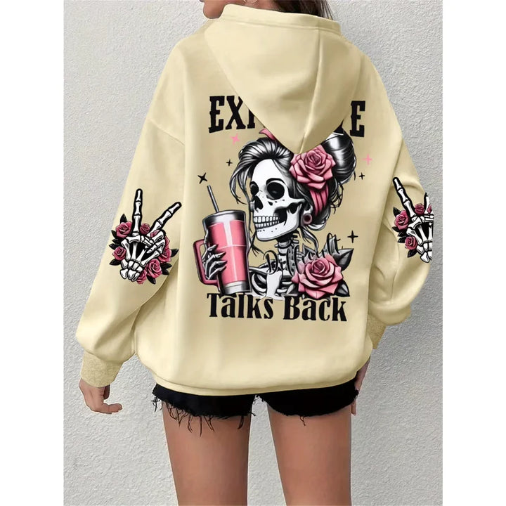 Harajuku Skull Design Print Hoodies