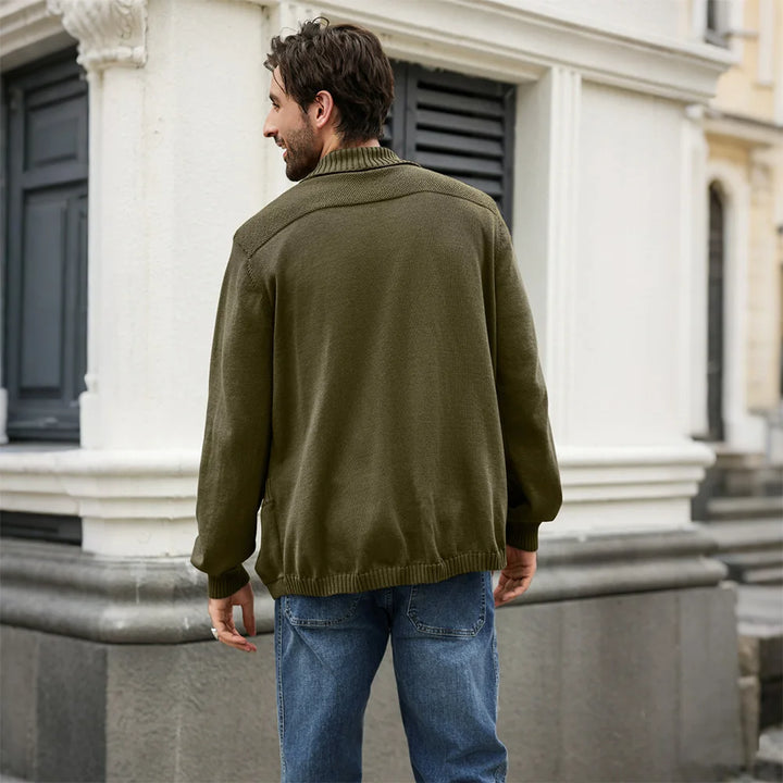 Classic V-Neck Solid Color Knit Cardigan