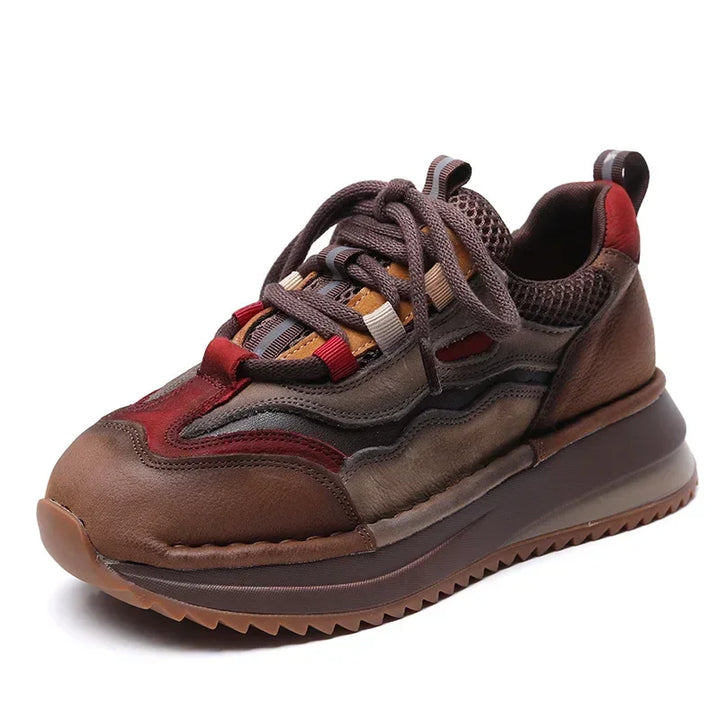 4cm Genuine Leather Chunky Sneakers