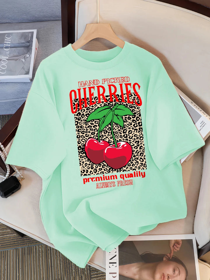 Freshly Handpicked Cherry Print T-Shirt